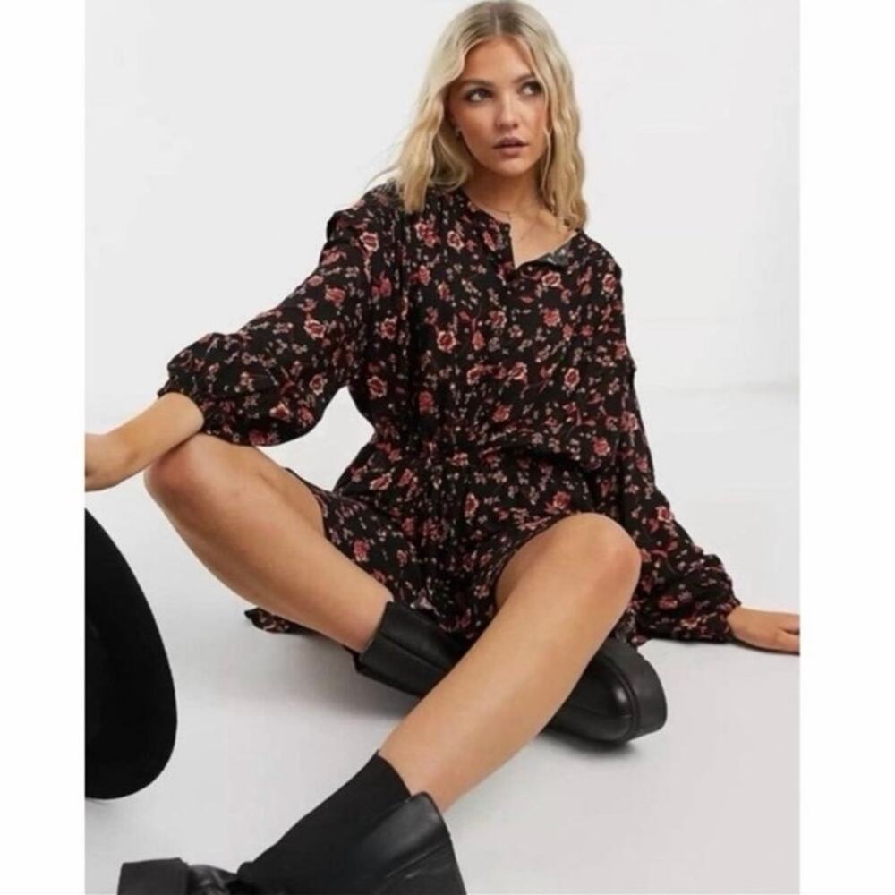 Free People Flower Fields Mini Dress in Dark Combo Small Floral Fall